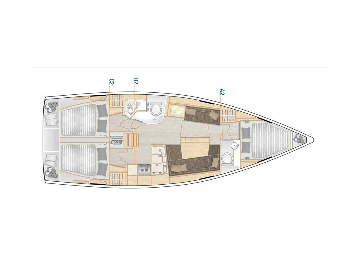Hanse 388 (2024) in Sweden deck plan
