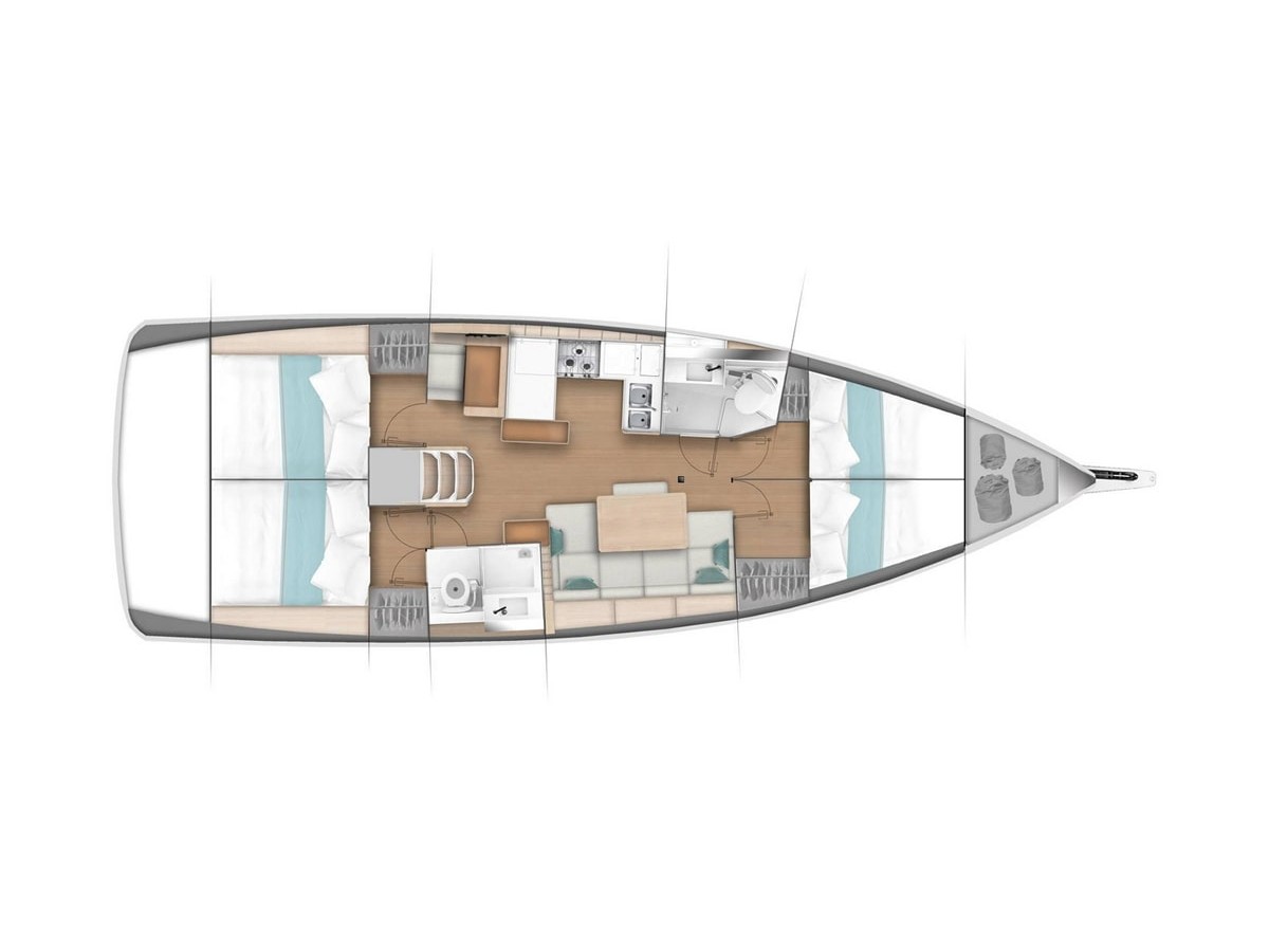 Sun Odyssey 440 (2022) in Sporades deck plan