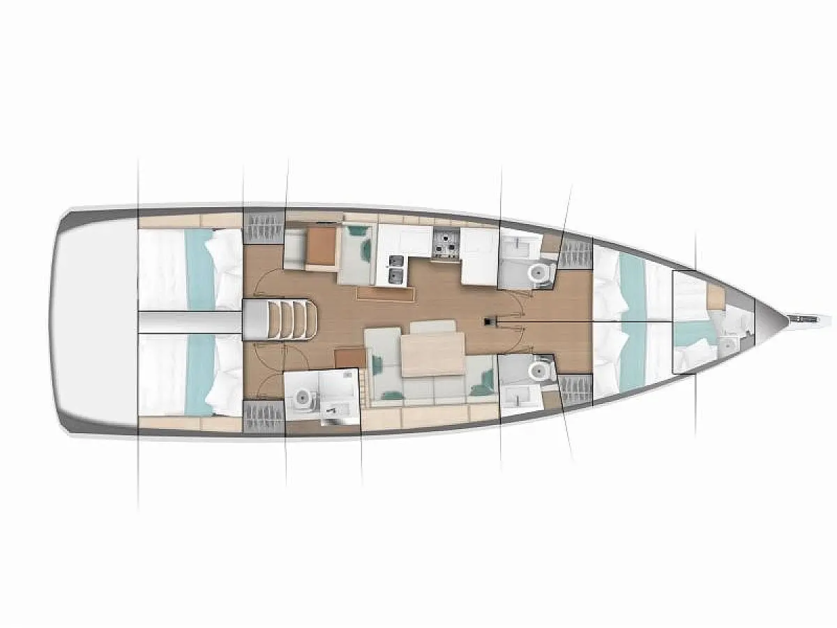 Sun Odyssey 490 (2023) in Mallorca deck plan