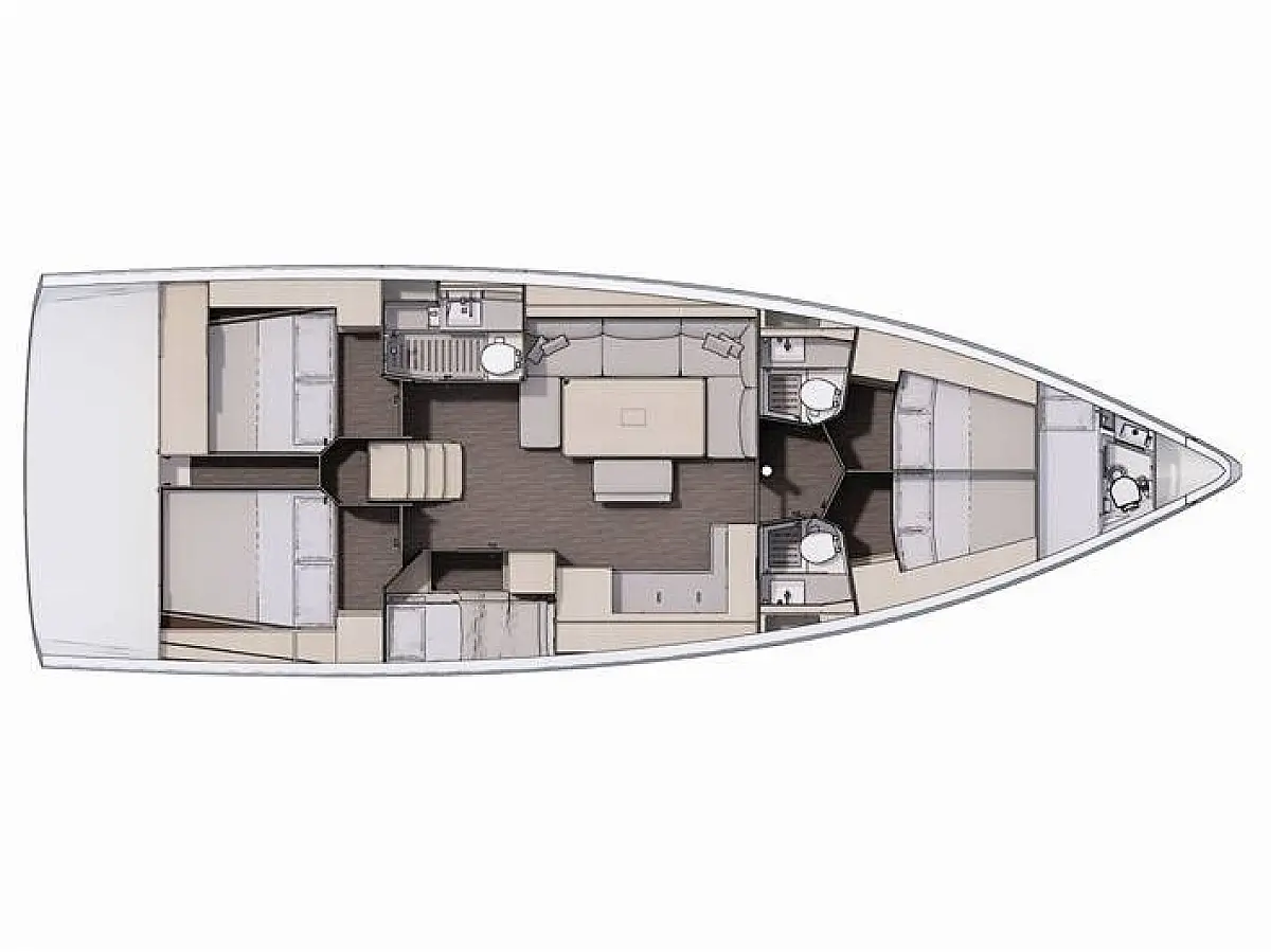 Dufour 470 (2025) in Sardinia deck plan