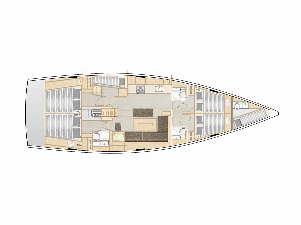 Hanse 508 (2025) in Sardinia deck plan