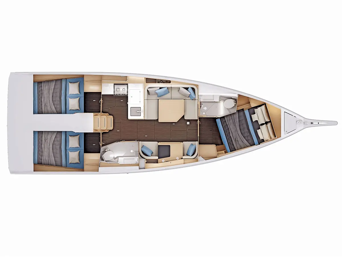 Sun Odyssey 415 (2026) in Mallorca deck plan